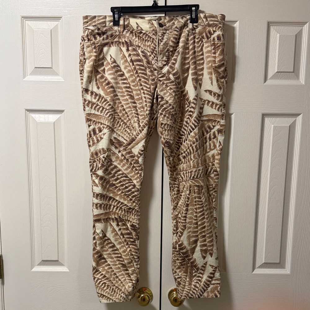 Ralph Lauren Brown and Cream Leaf Print Pants.  Size 16